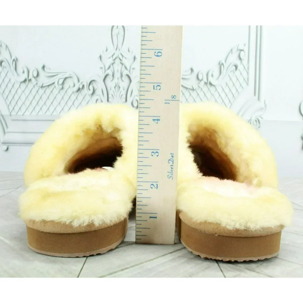 LL Bean Brown Suede Slip On Shearling Lined Clogs Slippers Size 9 M - Picture 6 of 10